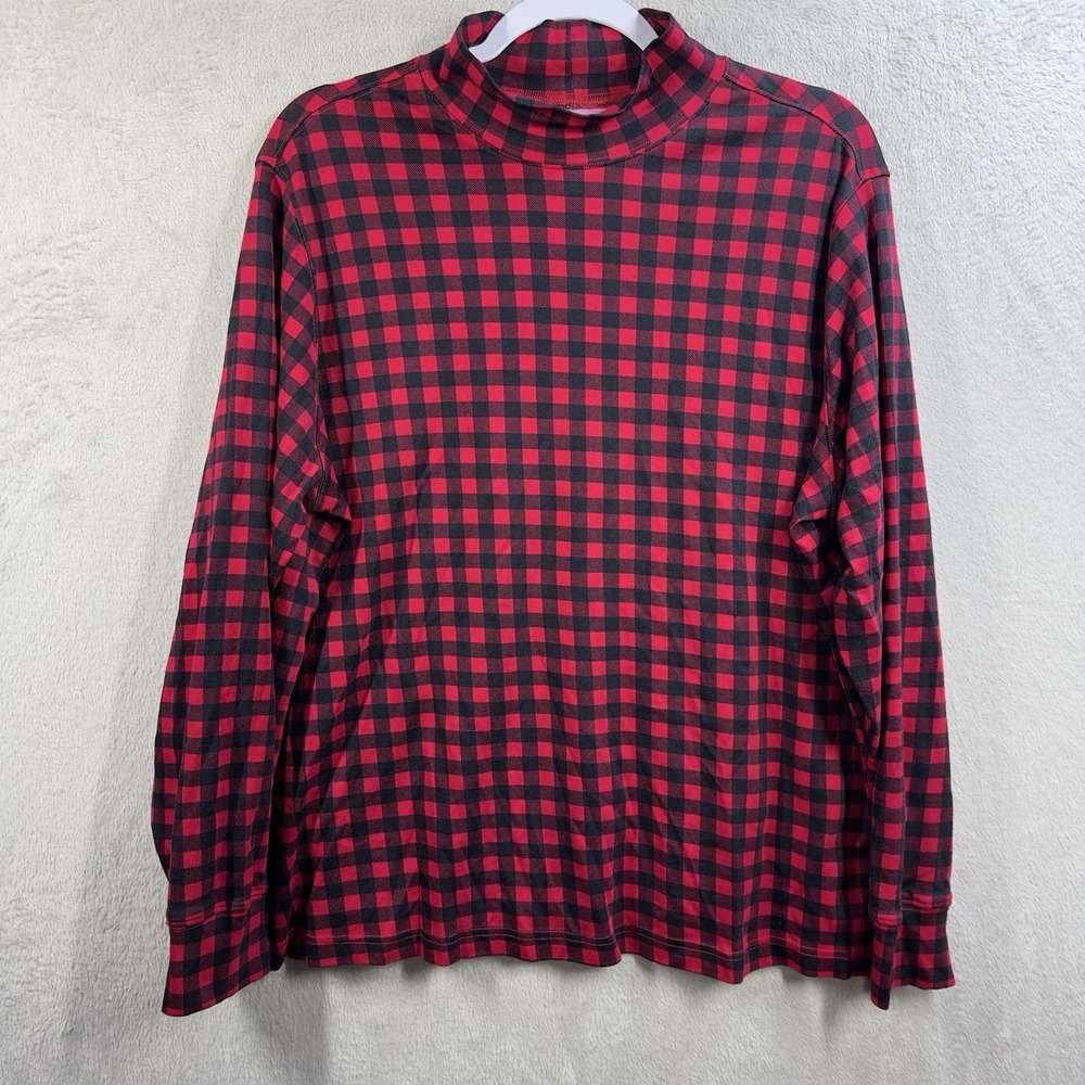 Lands' End Relaxed Fit Red Buffalo Check Turtleneck Women's 1X Christmas